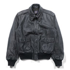 90s USA Vintage A-2 Leather Bomber Jacket フライトジャケット M ブラック レザー 本革 SCOVILジップ エポレット 90年代 USA製 SAN FRANCISCO AVIATION SUPPLY
