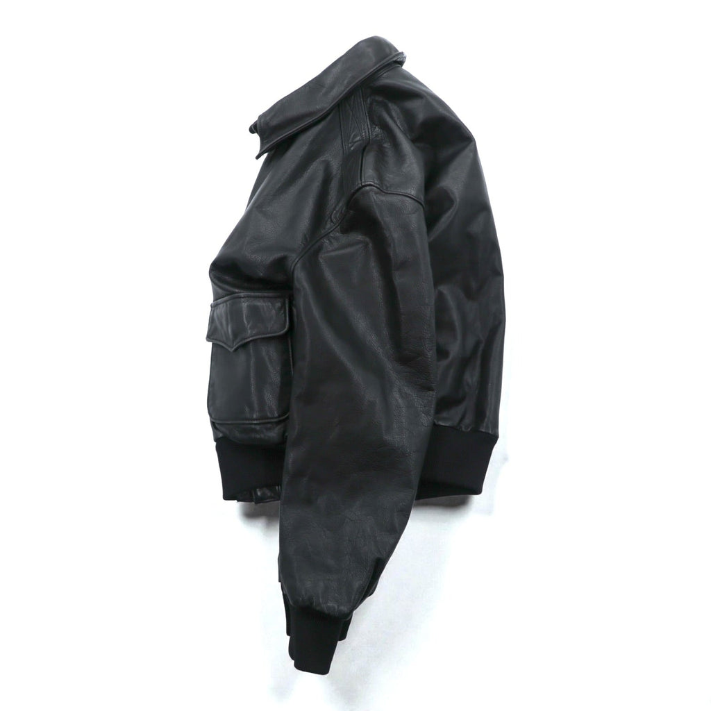 90s USA Vintage A-2 Leather Bomber Jacket フライトジャケット M ブラック レザー 本革 SCOVILジップ エポレット 90年代 USA製 SAN FRANCISCO AVIATION SUPPLY