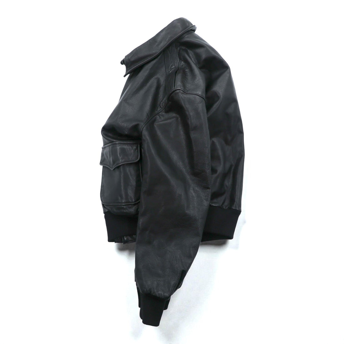 90s USA Vintage A-2 Leather Bomber Jacket Flight Jacket, Size M, Black Leather, Genuine SCOVIL Zip, Epaulettes, Made in USA, 90s, San Francisco Aviation Supply