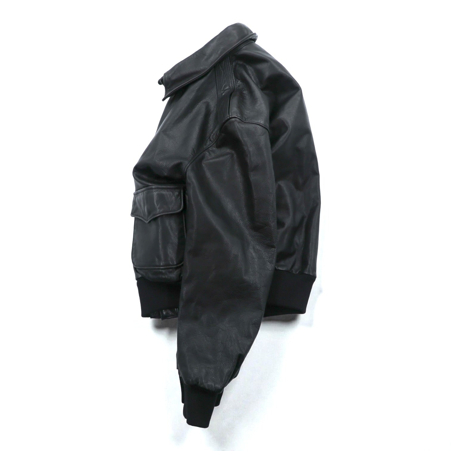 90s USA Vintage A-2 Leather Bomber Jacket フライトジャケット M ブラック レザー 本革 SCOVILジップ エポレット 90年代 USA製 SAN FRANCISCO AVIATION SUPPLY