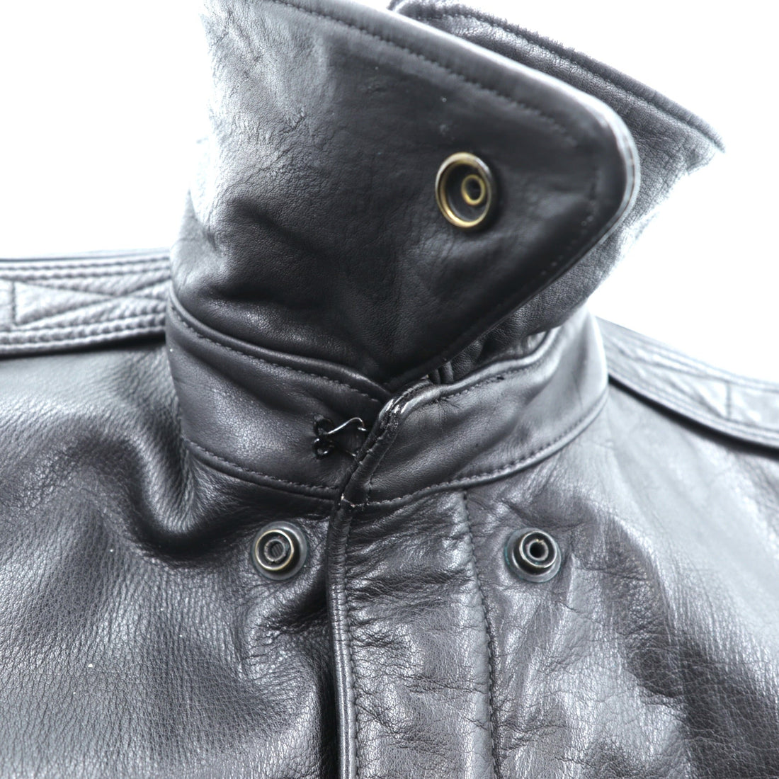 90s USA Vintage A-2 Leather Bomber Jacket Flight Jacket, Size M, Black Leather, Genuine SCOVIL Zip, Epaulettes, Made in USA, 90s, San Francisco Aviation Supply
