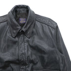 90s USA Vintage A-2 Leather Bomber Jacket フライトジャケット M ブラック レザー 本革 SCOVILジップ エポレット 90年代 USA製 SAN FRANCISCO AVIATION SUPPLY