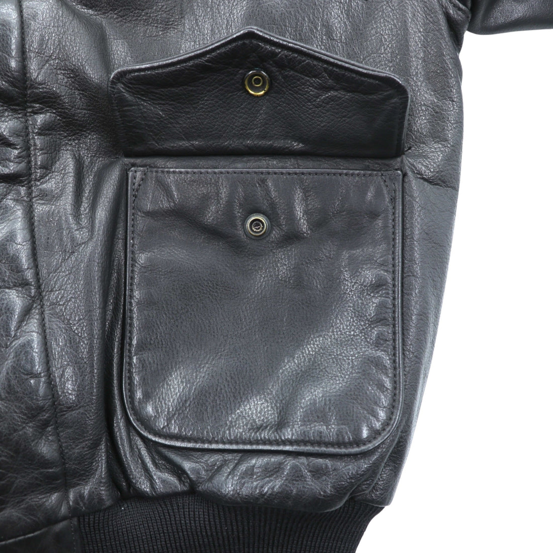 90s USA Vintage A-2 Leather Bomber Jacket Flight Jacket, Size M, Black Leather, Genuine SCOVIL Zip, Epaulettes, Made in USA, 90s, San Francisco Aviation Supply