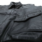 90s USA Vintage A-2 Leather Bomber Jacket フライトジャケット M ブラック レザー 本革 SCOVILジップ エポレット 90年代 USA製 SAN FRANCISCO AVIATION SUPPLY