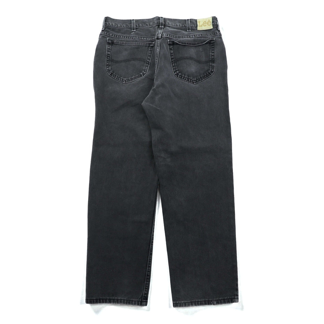 Lee 90s Made in USA Baggy Jeans Tapered Black Denim Pants, Size L, Zipper Fly, Leather Patch, Relaxed Fit, 2055508