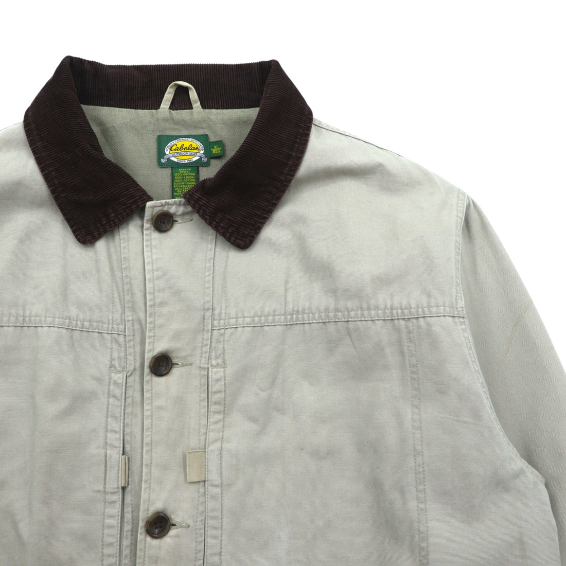 Cabela's 90s Work Jacket, Field XL, Beige Cotton, Corduroy Collar