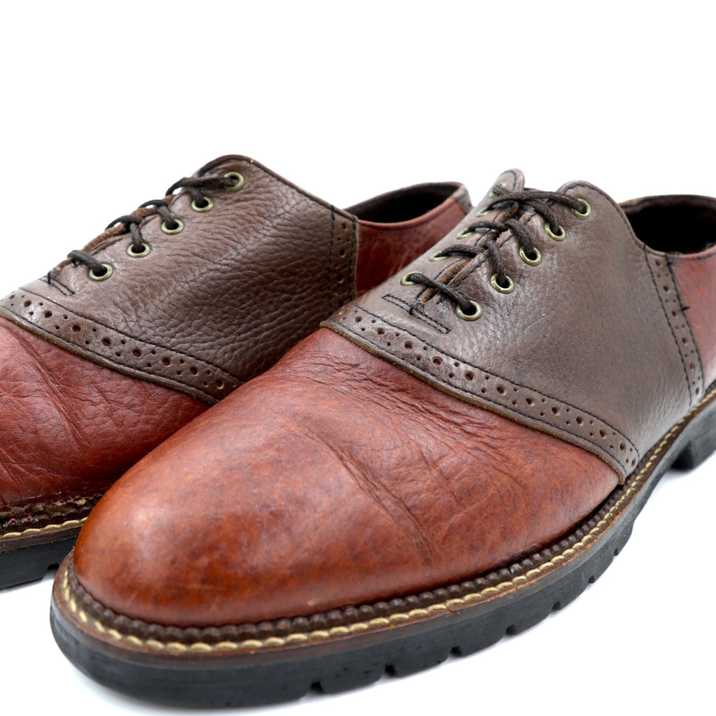 USA製 U.S.TRAVELER サドルシューズ ドレスシューズ 28.5cm ブラウン 外羽根 ブローグステッチ ラグソール 1033