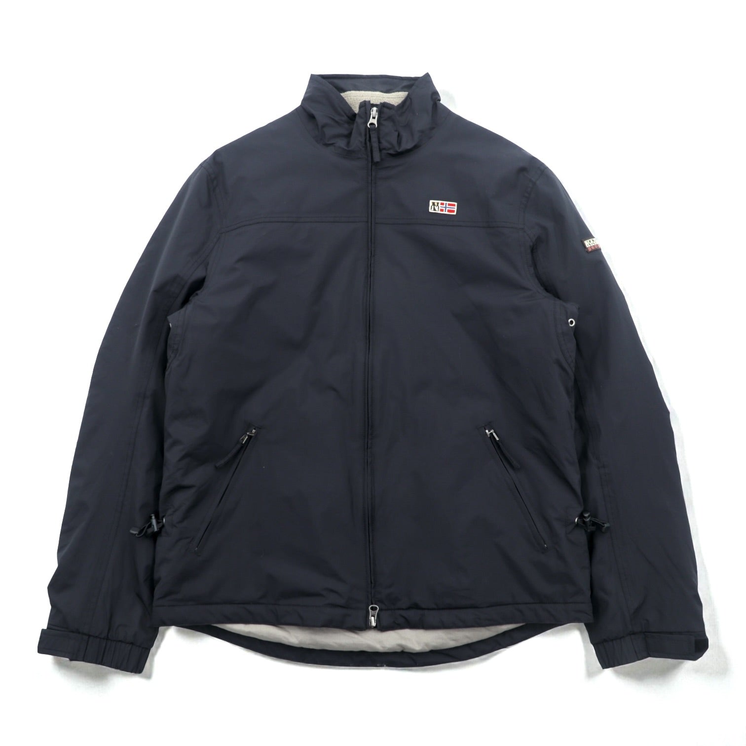 NAPAPIJRI 中綿 ナイロンジャケット 防水 フリースライナー L ブラック ダブルジップ ドローコード スタンドカラー SHELTER WINTER JACKET N0YEBH