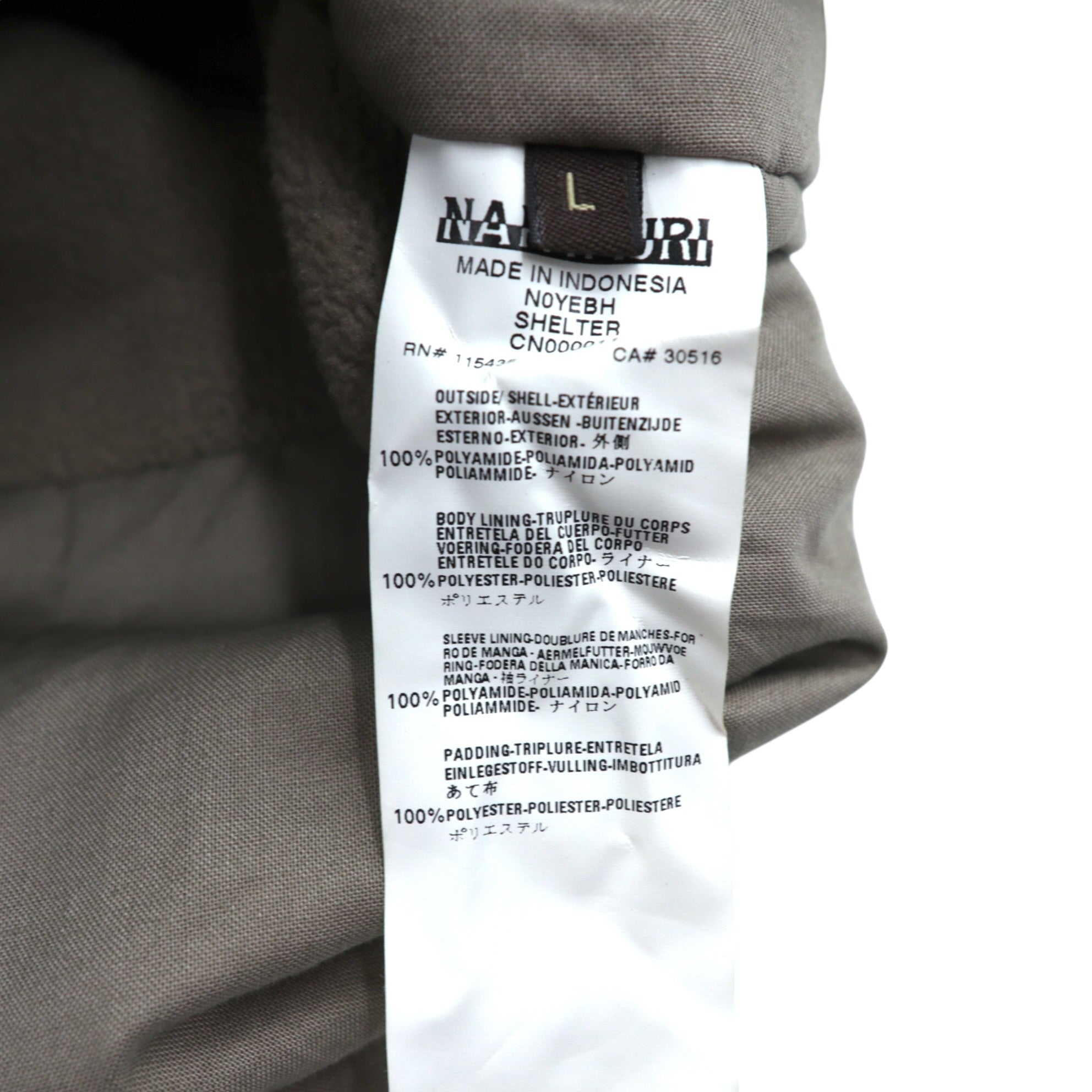 NAPAPIJRI 中綿 ナイロンジャケット 防水 フリースライナー L ブラック ダブルジップ ドローコード スタンドカラー SHELTER WINTER JACKET N0YEBH