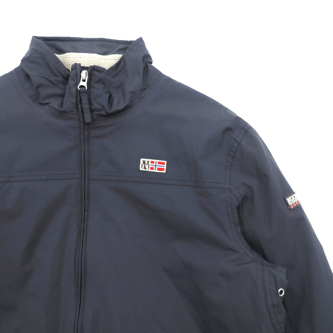 NAPAPIJRI Padded Nylon Jacket with Waterproof Fleece Liner, Large, Black, Double Zip, Drawcord, Stand Collar, Shelter Winter Jacket, N0YEBH