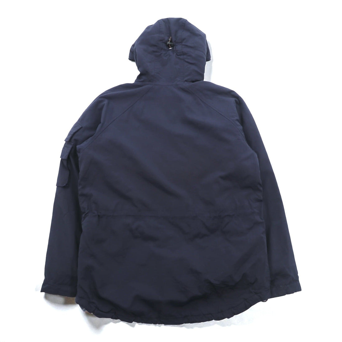 Woolrich Half Zip Anorak Hoodie Nylon Jacket, Large, Navy Drawcord, Kangaroo Pocket, Padded, Side Slit