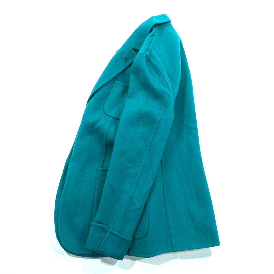 AGNONA Made in Italy Cashmere Tailored Jacket, Leather, Large, Green Wool