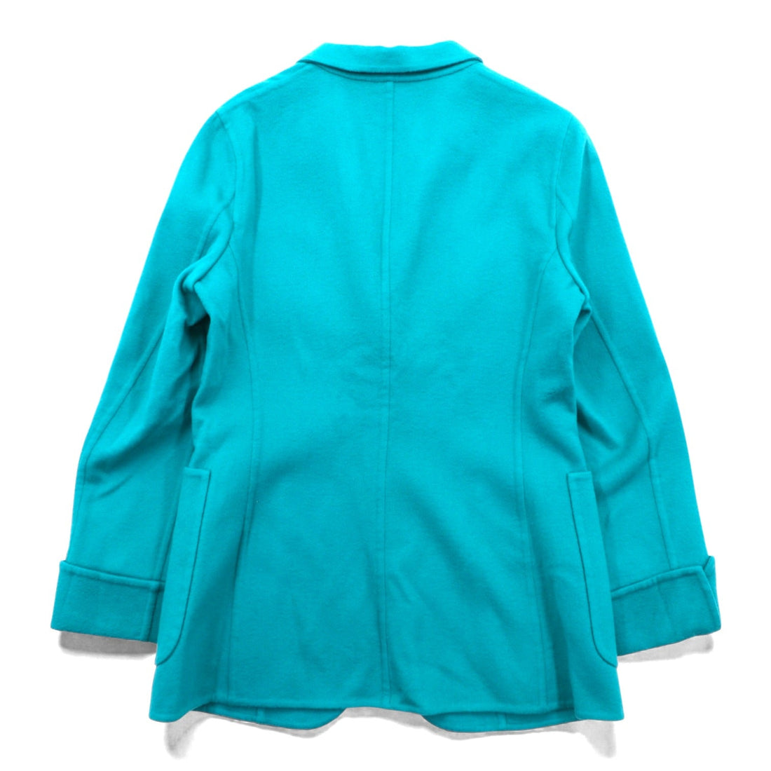 AGNONA Made in Italy Cashmere Tailored Jacket, Leather, Large, Green Wool