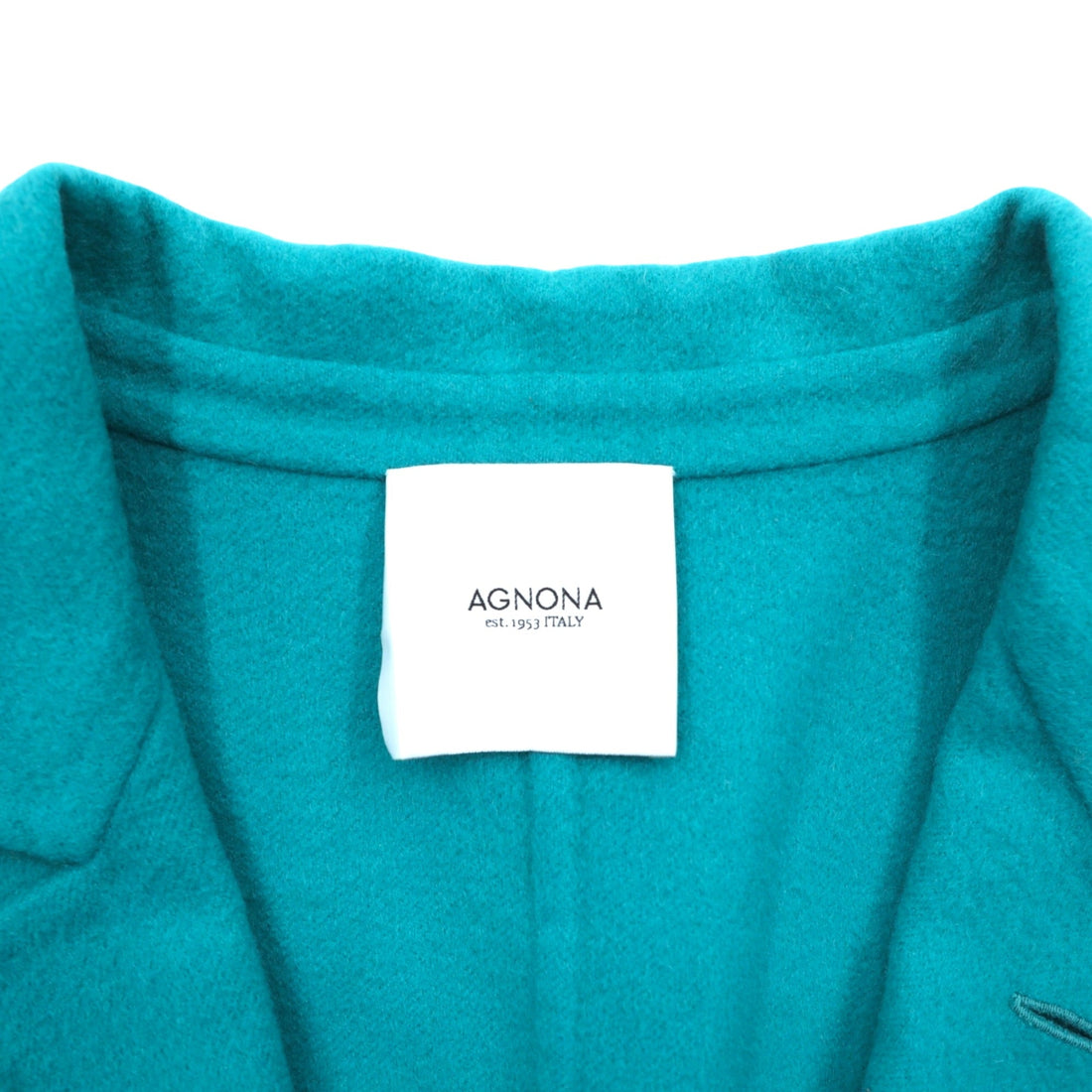 AGNONA Made in Italy Cashmere Tailored Jacket, Leather, Large, Green Wool