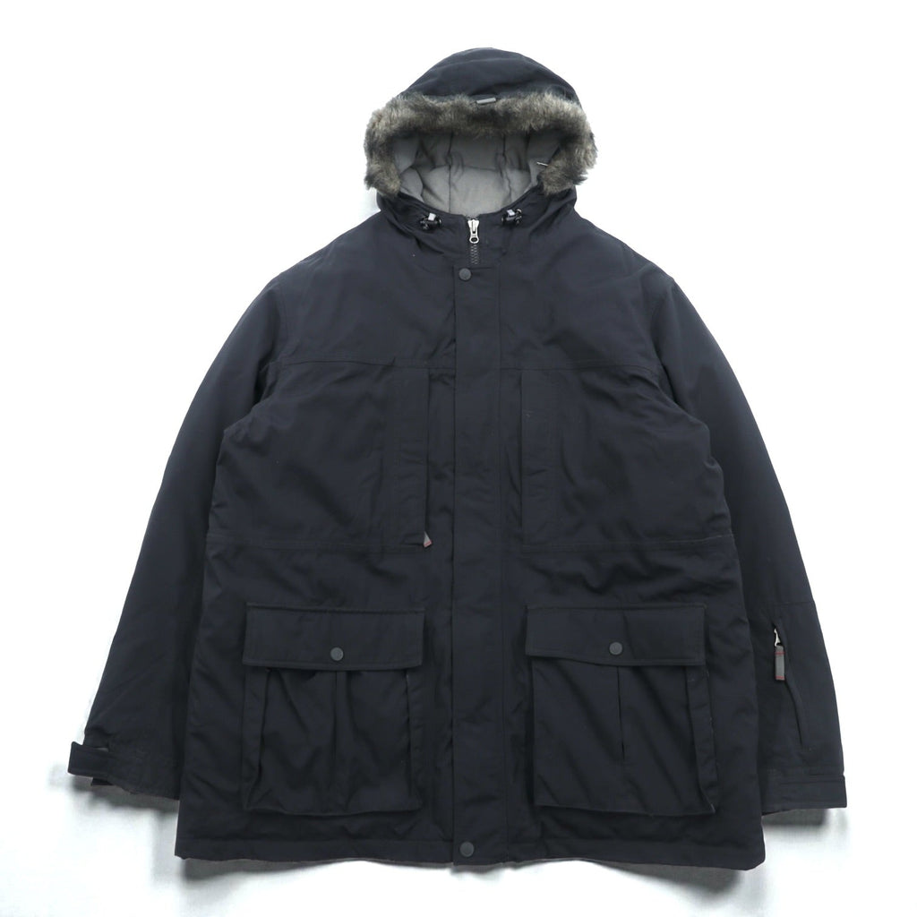 Eddie Bauer プレミアム グース PREMIUM Goose Down ダウンジャケット 2XL ブラック ファー着脱式 ドローコード