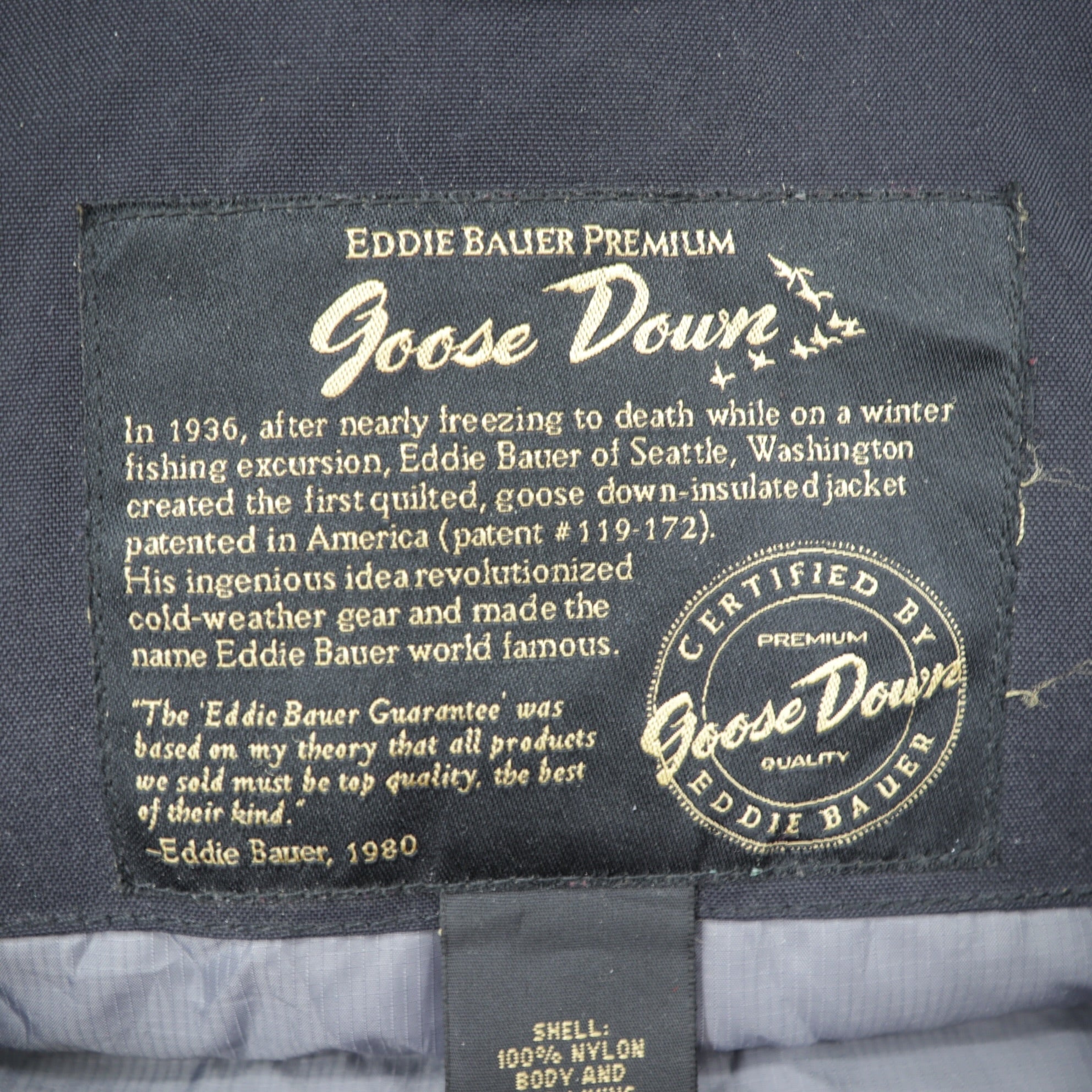 Eddie Bauer プレミアム グース PREMIUM Goose Down ダウンジャケット 2XL ブラック ファー着脱式 ドローコード