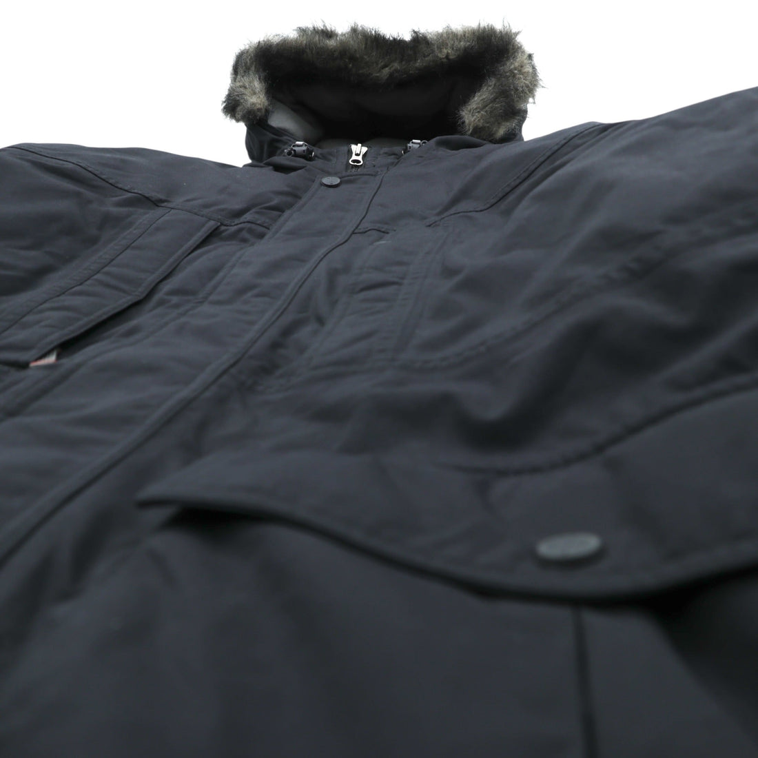 Eddie Bauer Premium Goose Down Jacket, 2XL, Black, with Detachable Fur Drawcord