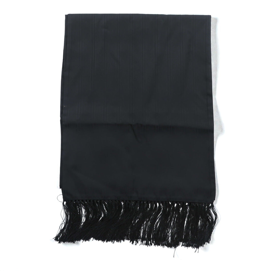 Polo Ralph Lauren Made in Italy Silk Fringe Stole in Black with Shadow Stripes