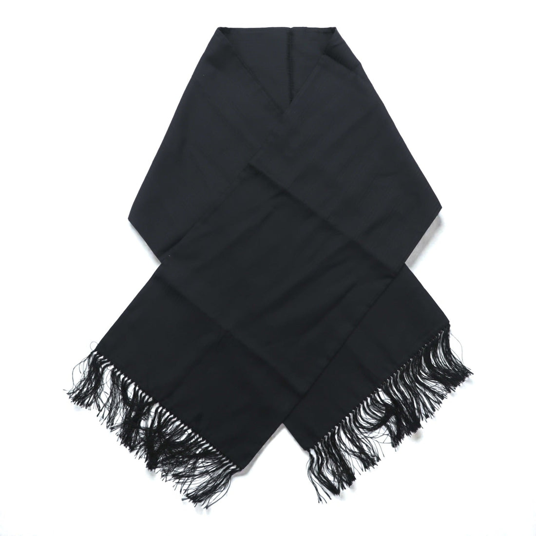 Polo Ralph Lauren Made in Italy Silk Fringe Stole in Black with Shadow Stripes