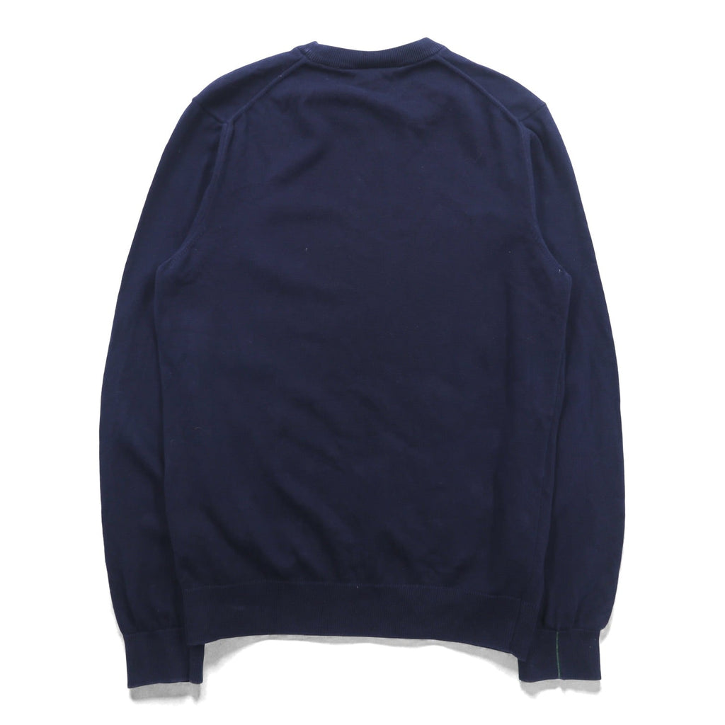 LACOSTE オーガニックコットン クルーネック ニット セーター M ネイビー REGULAR FIT ワンポイントロゴ AH1985