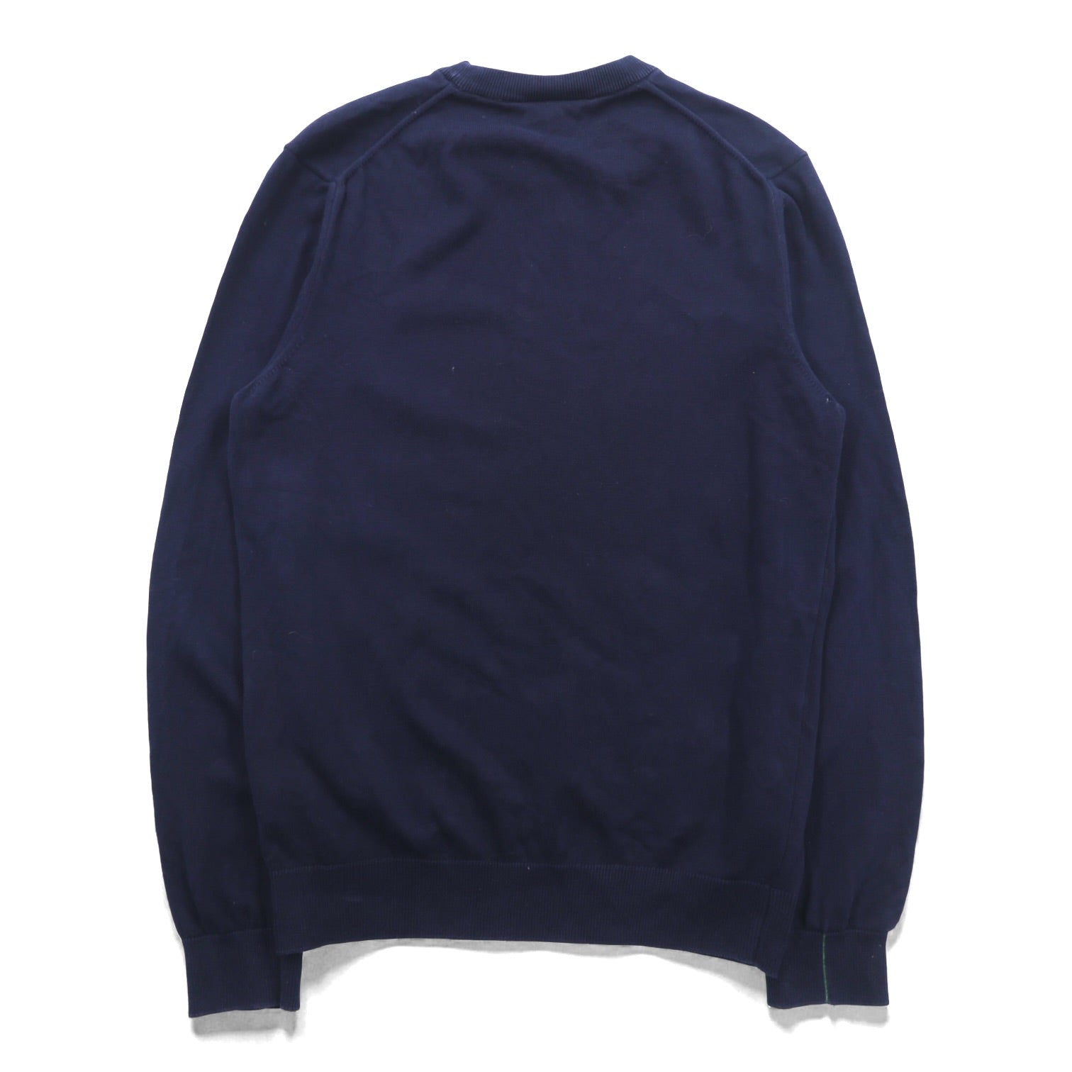LACOSTE オーガニックコットン クルーネック ニット セーター M ネイビー REGULAR FIT ワンポイントロゴ AH1985