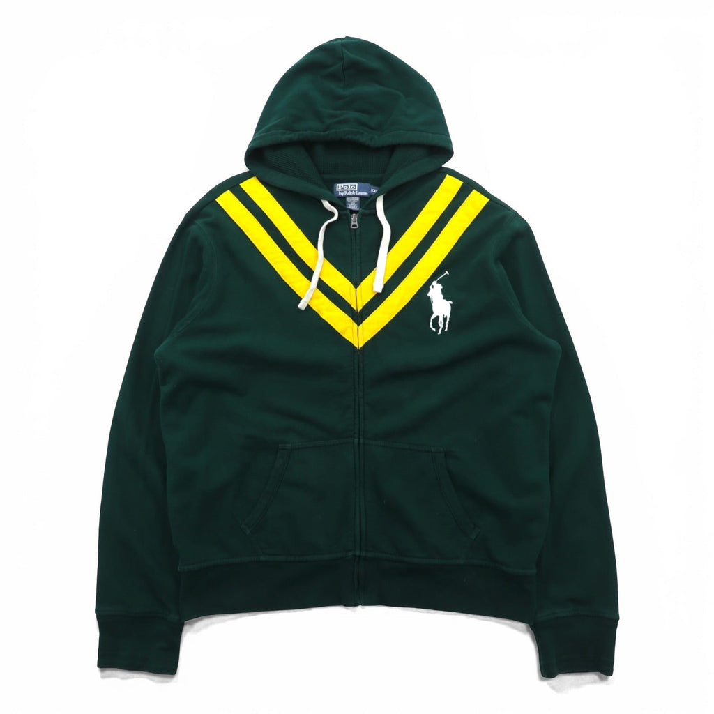Polo Ralph Lauren 90年代 ビッグポニー 刺繍 ジップパーカー 2XL グリーン CONMARジップ