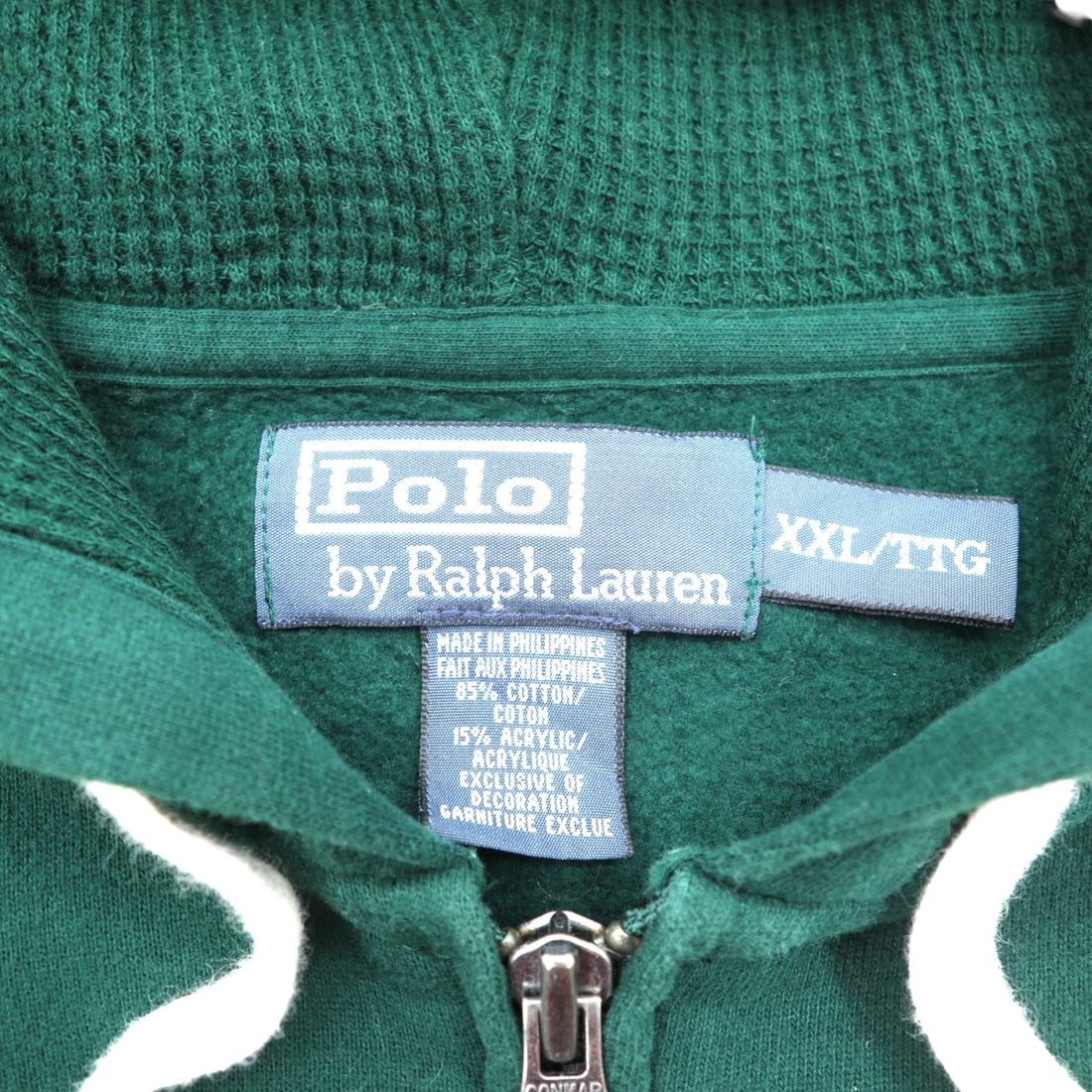 Polo Ralph Lauren Big Pony Zip Up Hoodie XXL Green Yellow Chevron V Stripe Sweatshirt White Pony