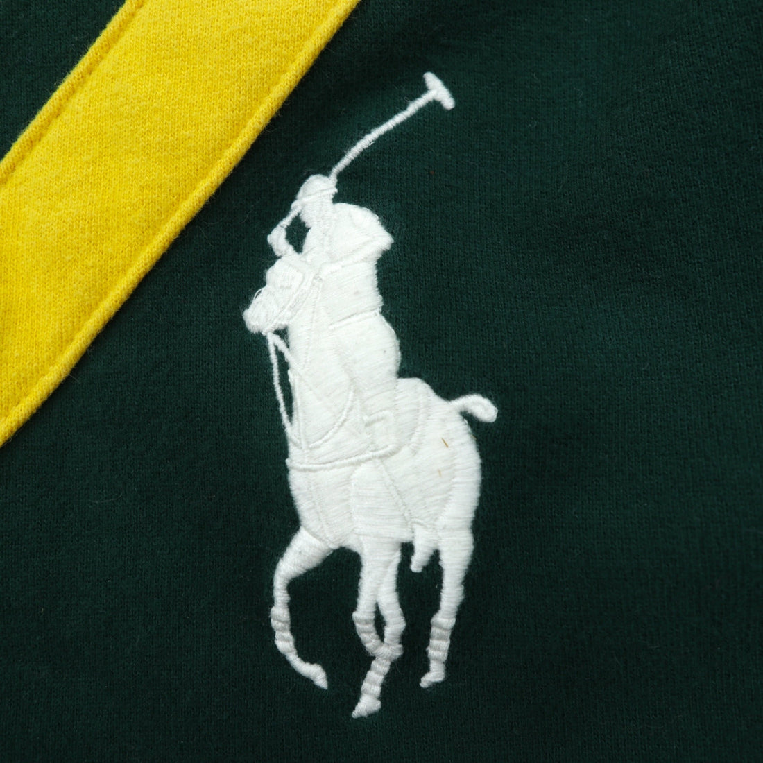 Polo Ralph Lauren Big Pony Zip Up Hoodie XXL Green Yellow Chevron V Stripe Sweatshirt White Pony