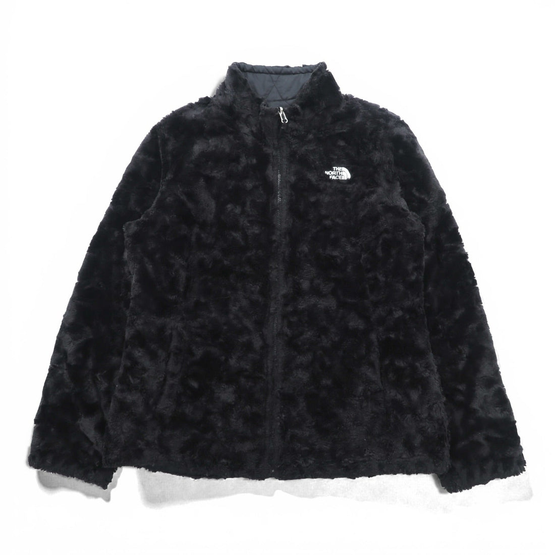 The North Face Mossbud Swirl Reversible Jacket Black Quilted Fleece F15 CUB5 Insulated