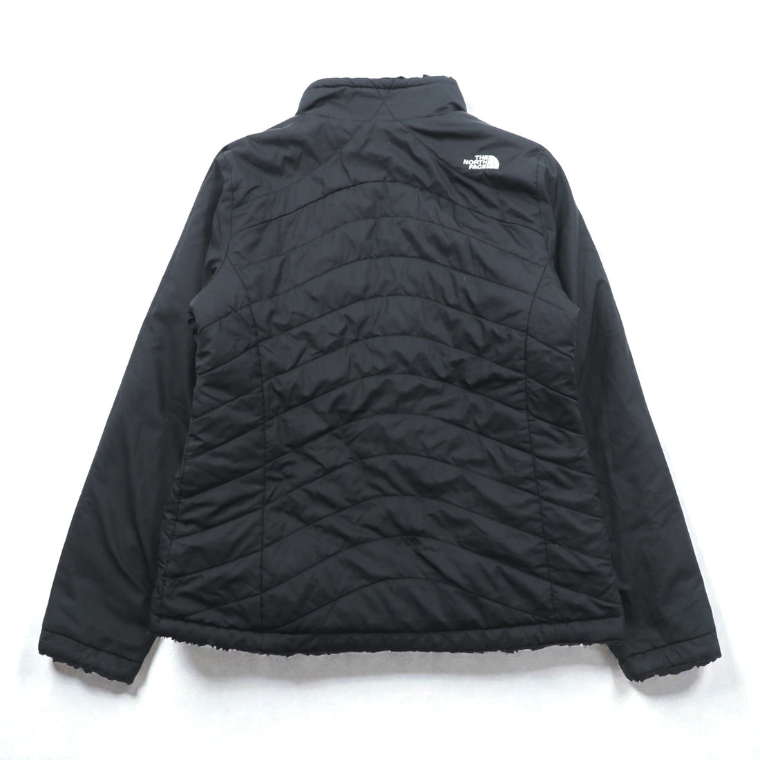 The North Face Mossbud Swirl Reversible Jacket Black Quilted Fleece F15 CUB5 Insulated
