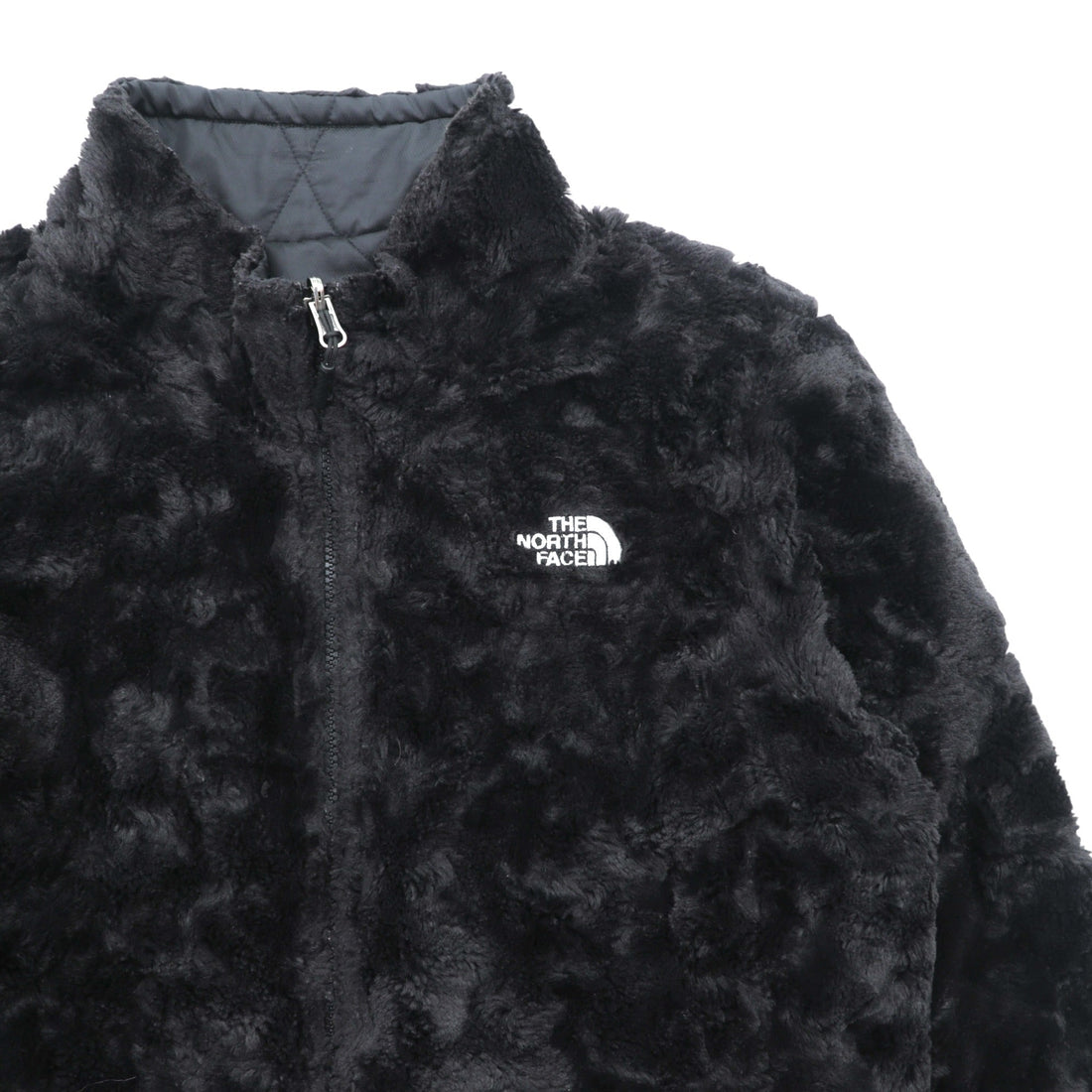 The North Face Mossbud Swirl Reversible Jacket Black Quilted Fleece F15 CUB5 Insulated