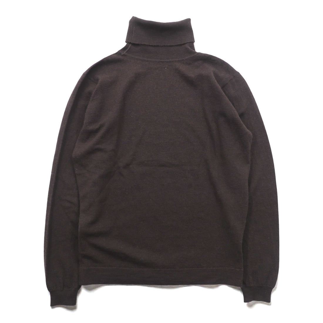 JOHN SMEDLEY 英国製 メリノウール タートルネック ニット セーター M ブラウン 短丈 イギリス製