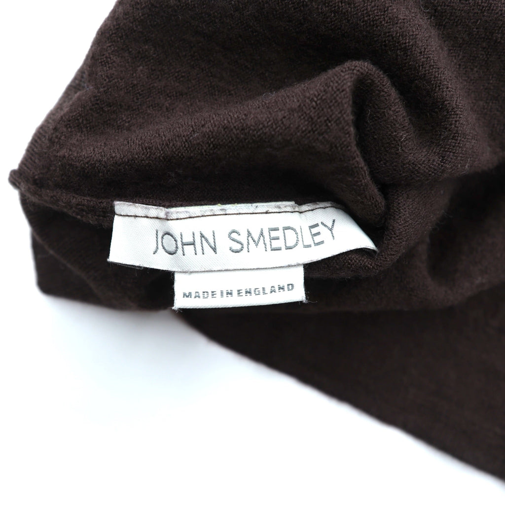 JOHN SMEDLEY 英国製 メリノウール タートルネック ニット セーター M ブラウン 短丈 イギリス製