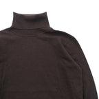 JOHN SMEDLEY 英国製 メリノウール タートルネック ニット セーター M ブラウン 短丈 イギリス製