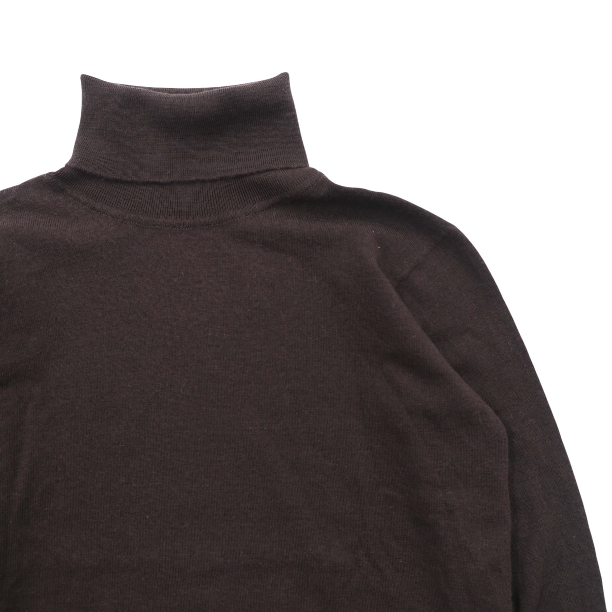JOHN SMEDLEY 英国製 メリノウール タートルネック ニット セーター M ブラウン 短丈 イギリス製