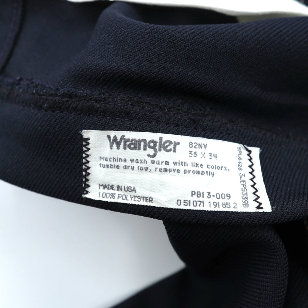 Wrangler 90年代 USA製 ランチャー ドレス ジーンズ センタープレス スラックス パンツ L ネイビー フレア ブーツカット