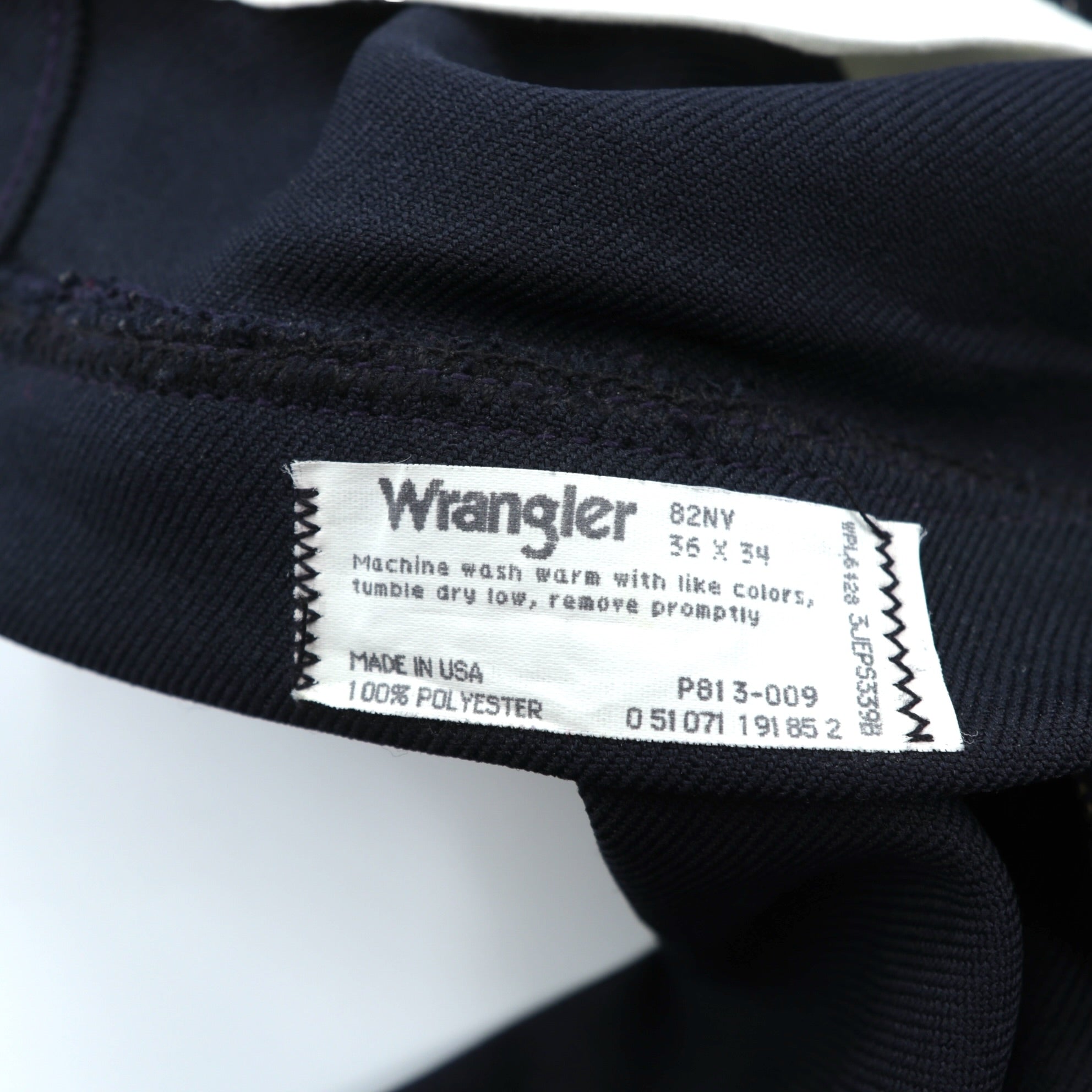 Wrangler 90年代 USA製 ランチャー ドレス ジーンズ センタープレス スラックス パンツ L ネイビー フレア ブーツカット
