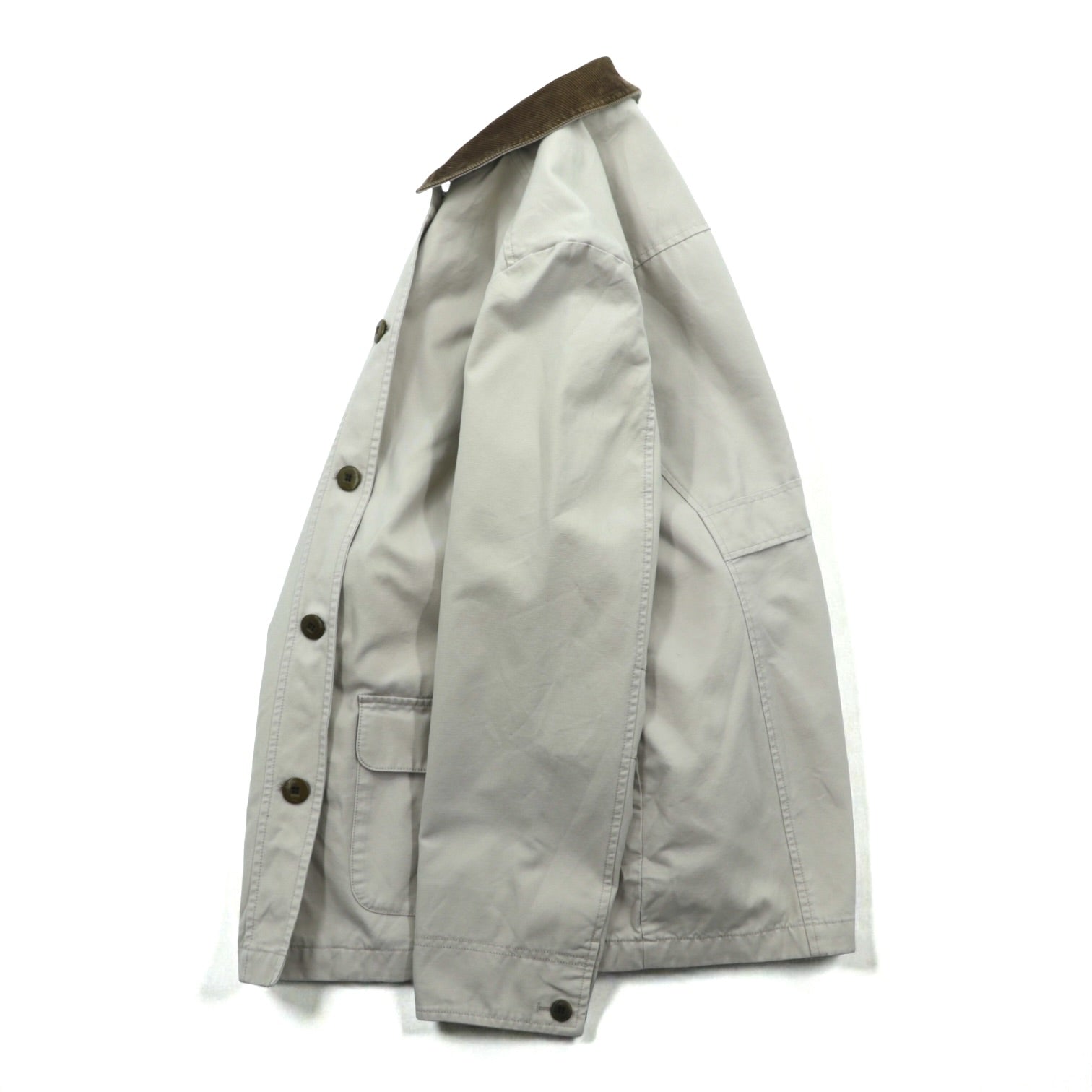 L.L.Bean ダック チョアコート カバーオール M ベージュ 襟コーデュロイ 裏地チェック 267093