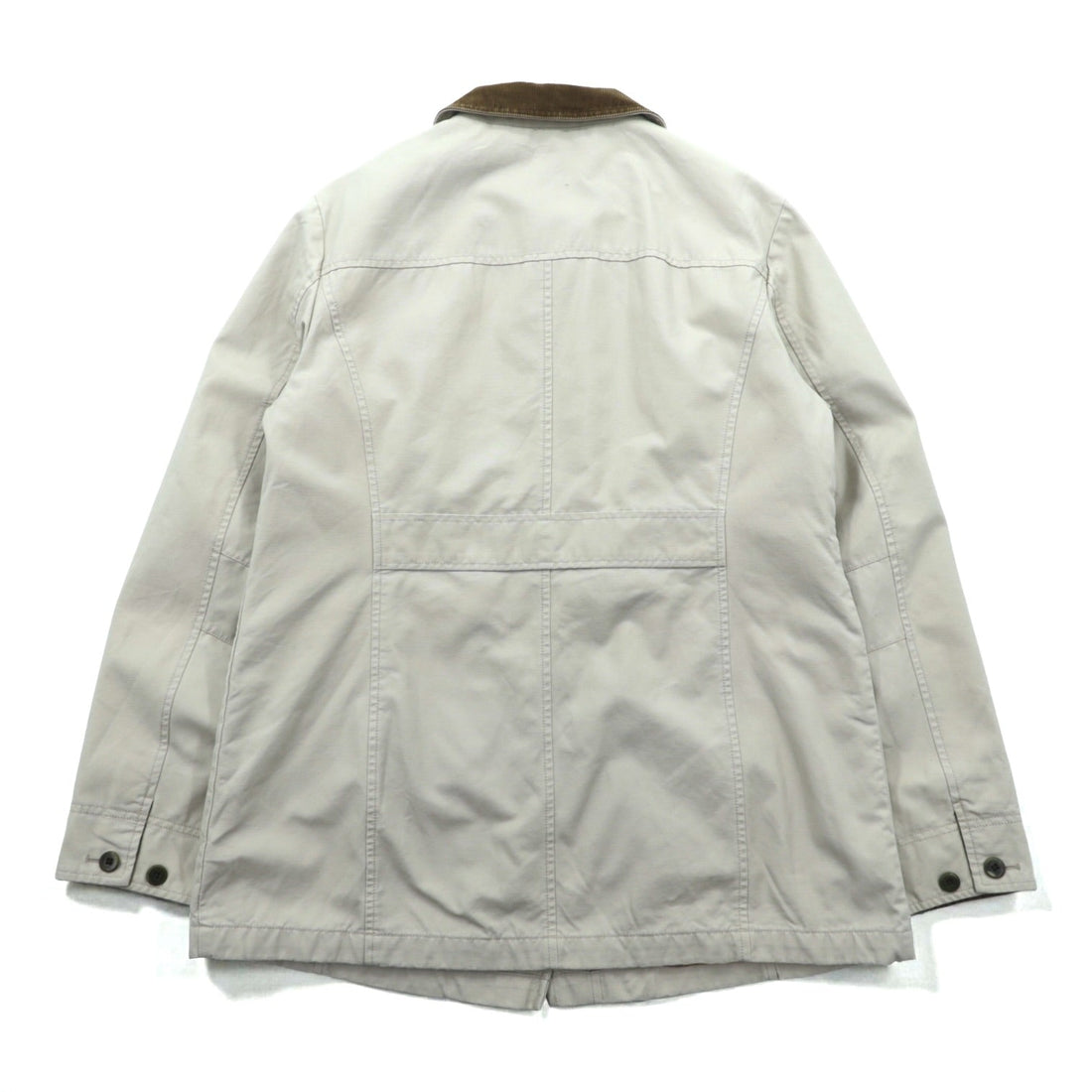 L.L.Bean Duck Chore Coat Coverall M Beige Cotton 267093 Corduroy Collar Check Lining