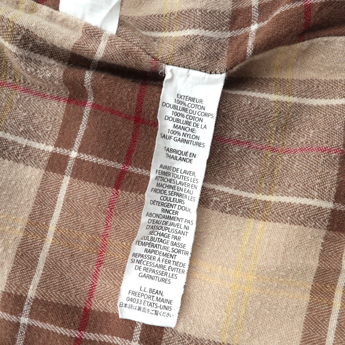L.L.Bean Duck Chore Coat Coverall M Beige Cotton 267093 Corduroy Collar Check Lining