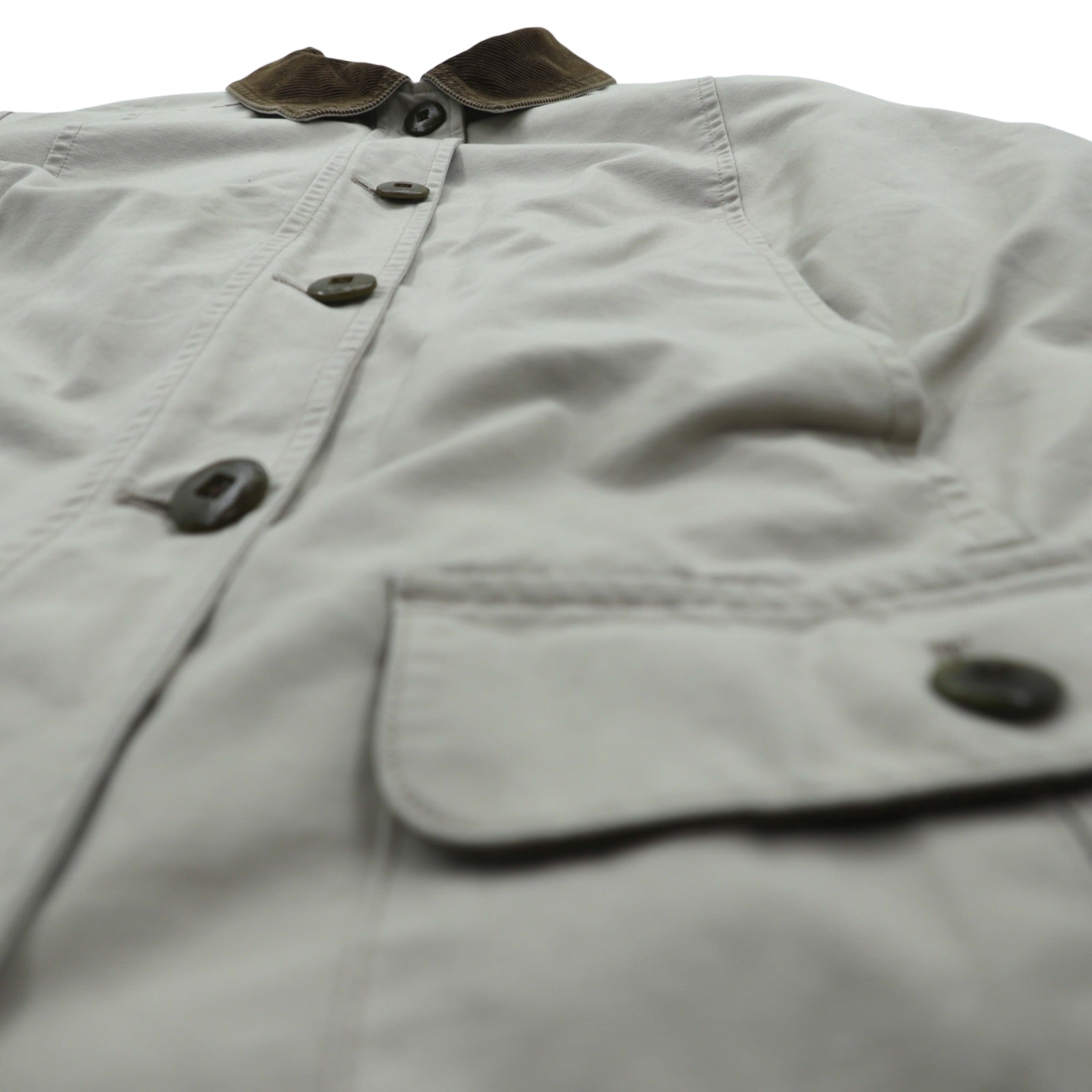 L.L.Bean ダック チョアコート カバーオール M ベージュ 襟コーデュロイ 裏地チェック 267093