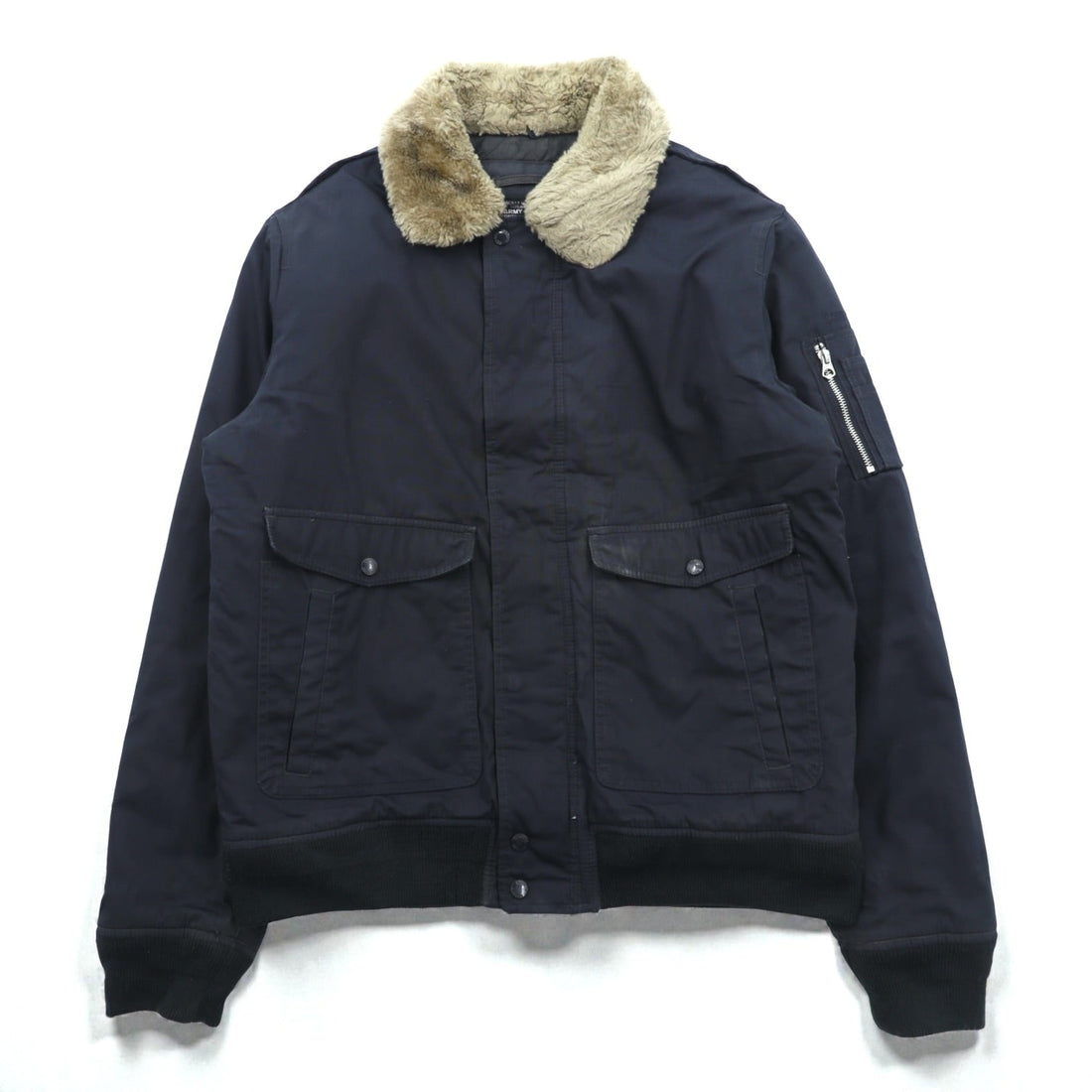 Schott TYPE-U Bomber Jacket Flight Jacket XL Navy Polyester CWU-R-213-31 Detachable Boa Collar