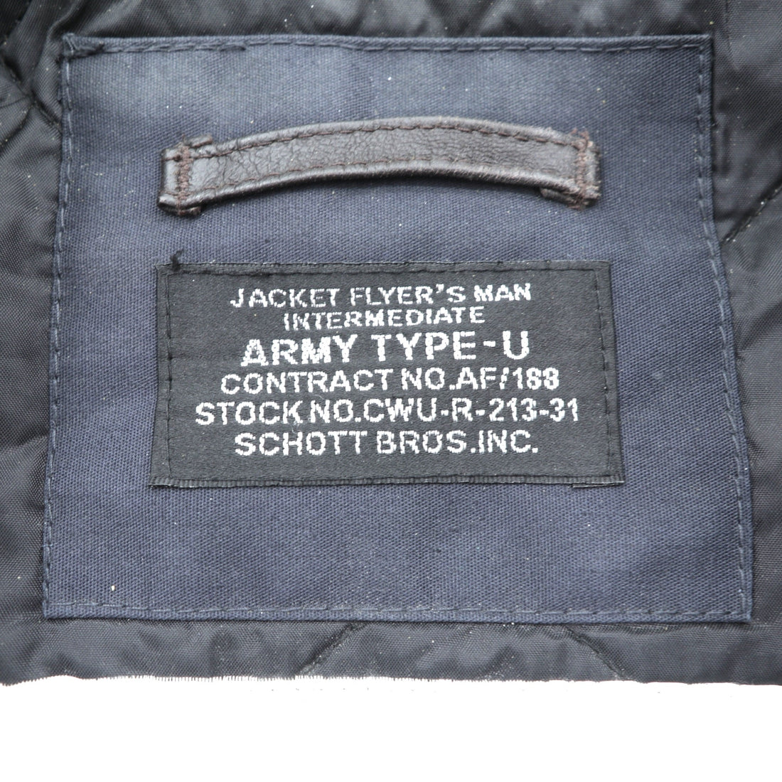 Schott TYPE-U Bomber Jacket Flight Jacket XL Navy Polyester CWU-R-213-31 Detachable Boa Collar