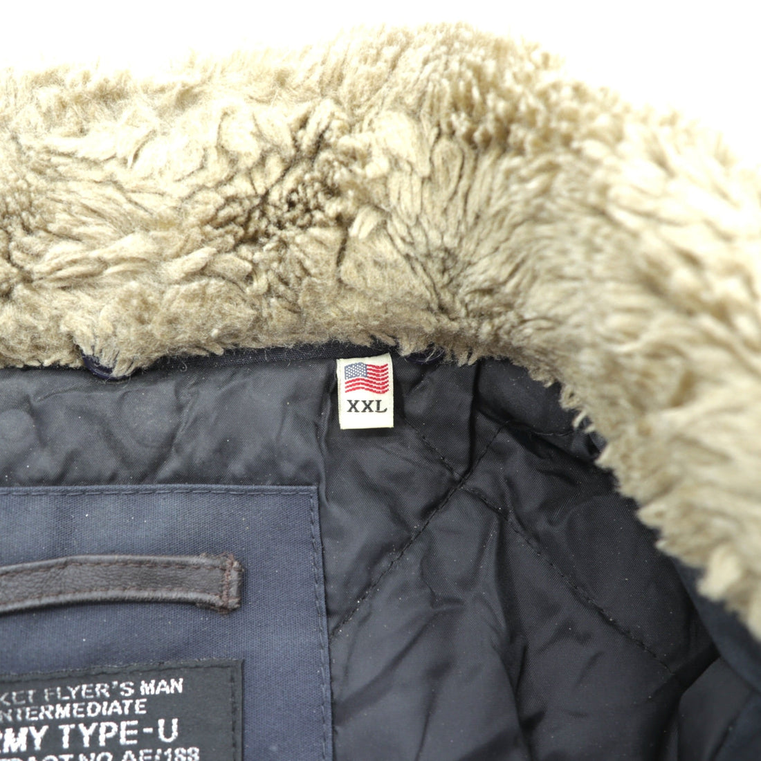 Schott TYPE-U Bomber Jacket Flight Jacket XL Navy Polyester CWU-R-213-31 Detachable Boa Collar