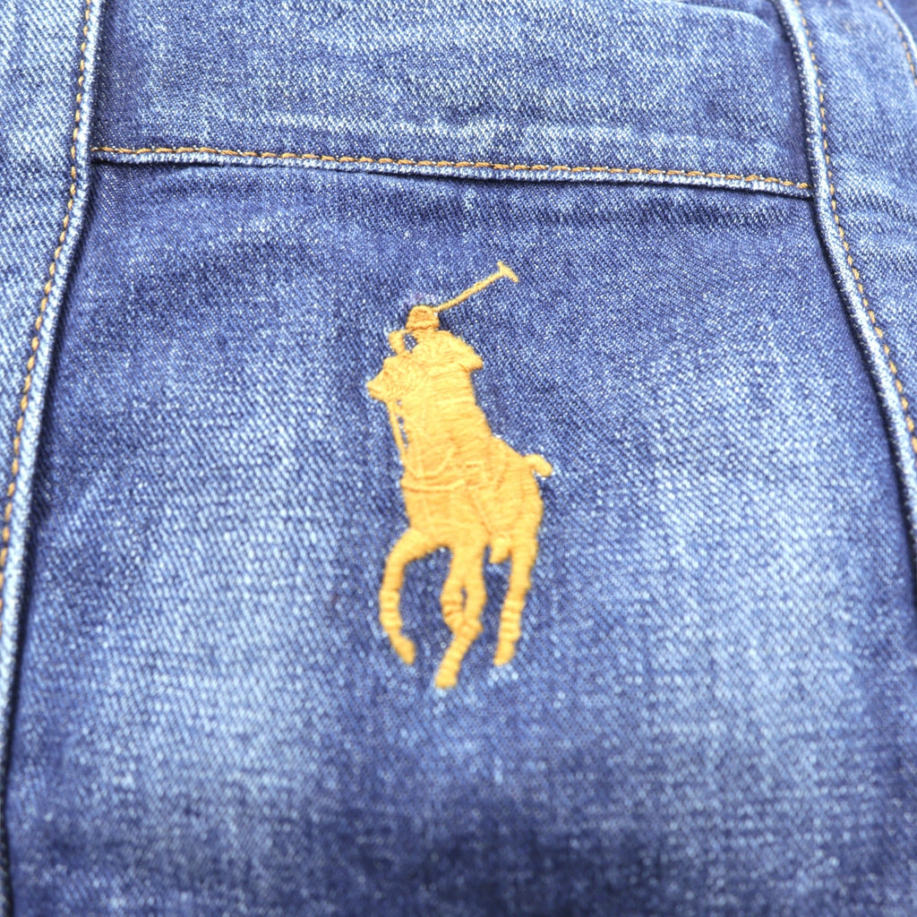 Polo Ralph Lauren ビッグポニー刺繍 ヴィンテージウォッシュ加工 デニム トートバッグ ジップ開閉 インディゴ