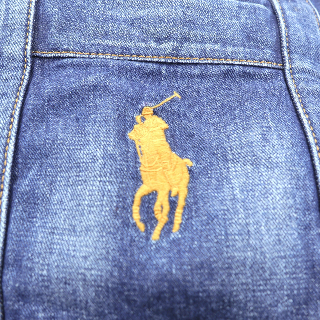 Polo Ralph Lauren Big Pony Embroidery Denim Tote Bag Blue Cotton Indigo Vintage Wash