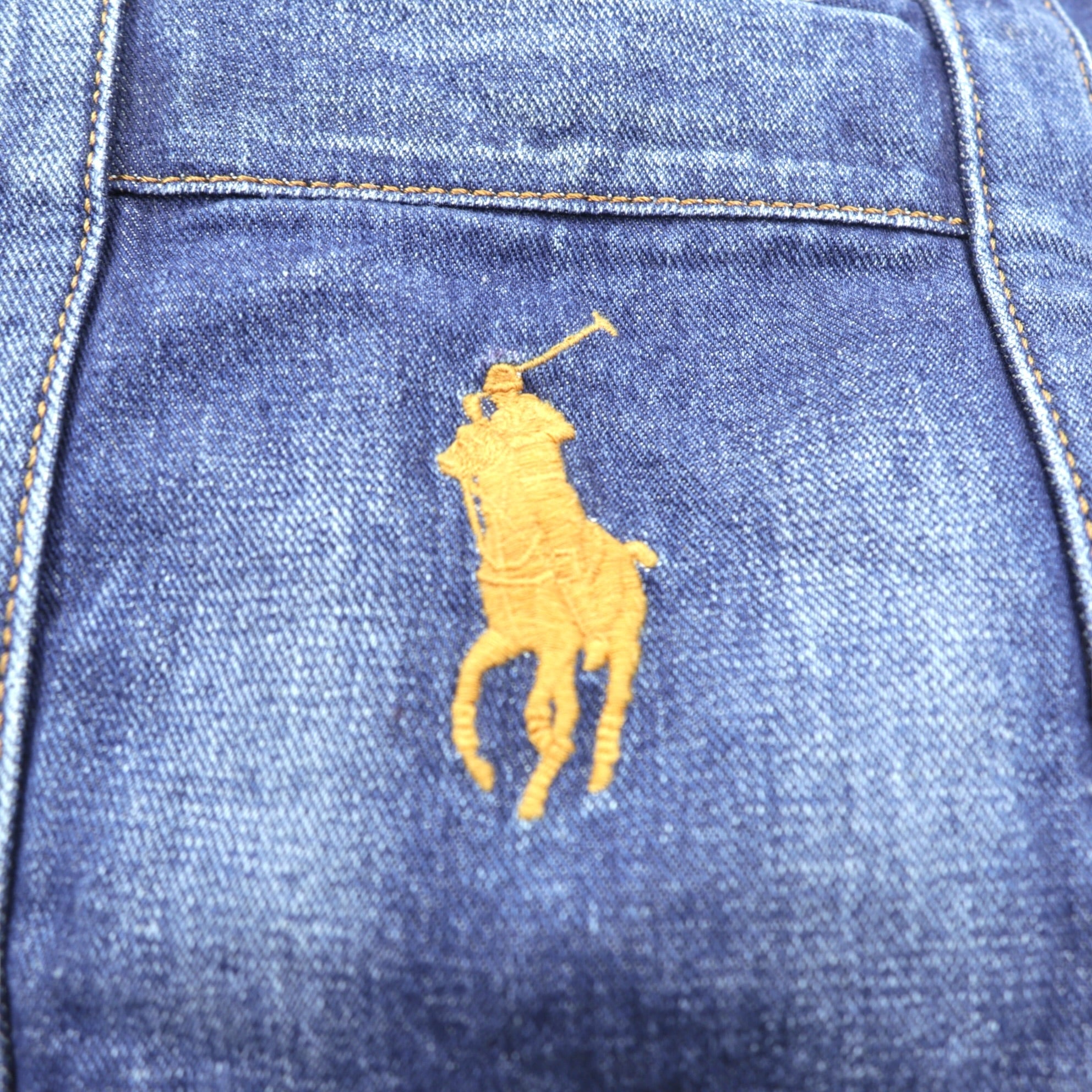 Polo Ralph Lauren ビッグポニー刺繍 ヴィンテージウォッシュ加工 デニム トートバッグ ジップ開閉 インディゴ