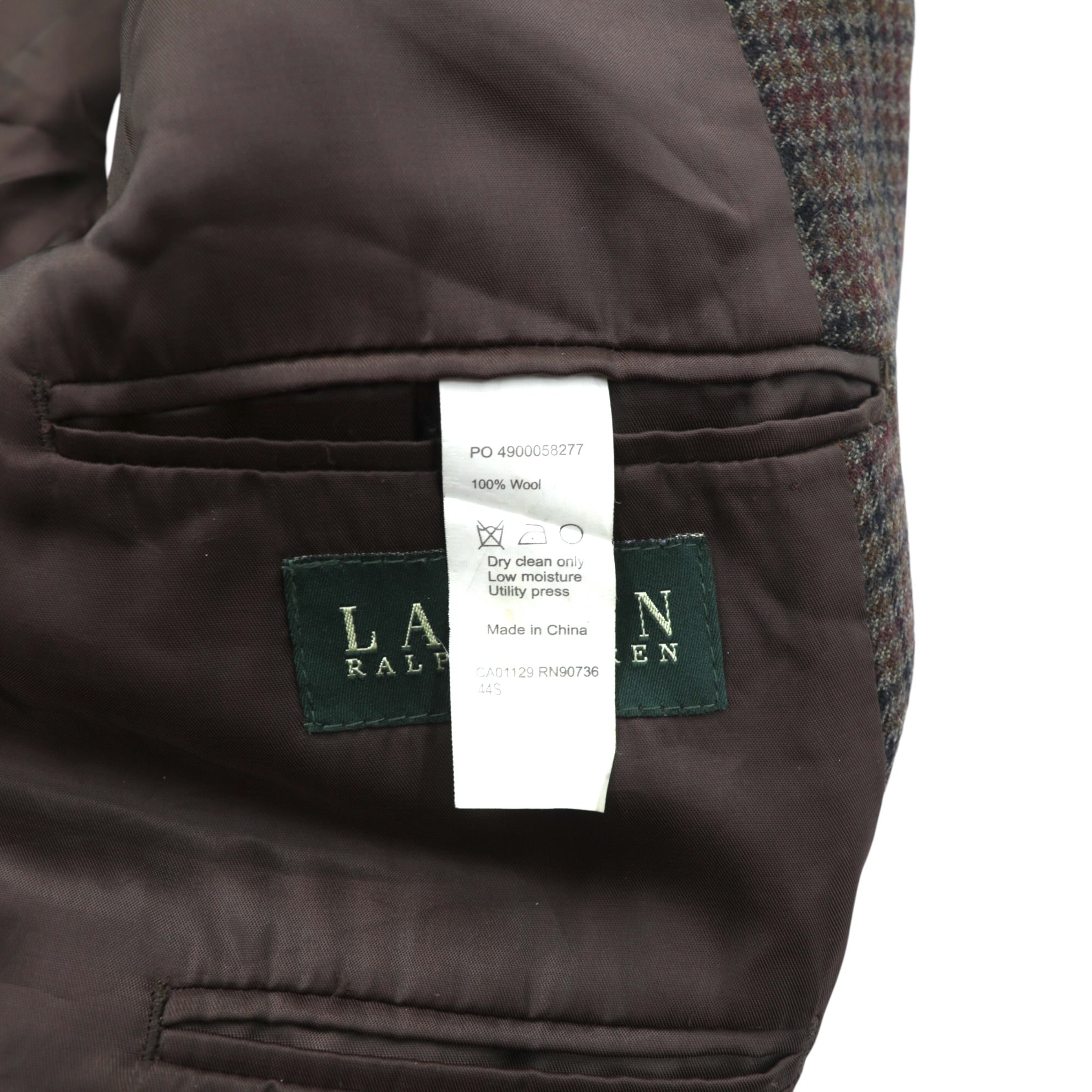 LAUREN RALPH LAUREN 2B テーラードジャケット ブレザー XL ブラウン ウール チェック