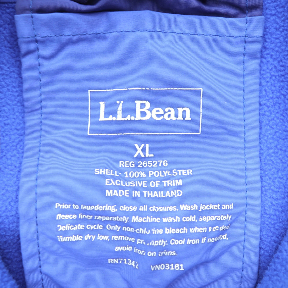 L.L.Bean Full Zip Fleece Jacket XL Blue Polyester 265276