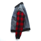 Levi's PREMIUM 2ndタイプ ハイブリッド トラッカージャケット ビッグE デニムジャケット M プリーツ 再構築 バッファローチェック フランネル TYPE II HYBRID 77382-0000